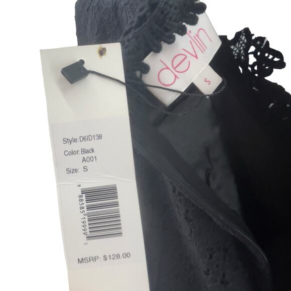 Devlin Emile Black Lace Bodice Babydoll Dress Women Size Small New - Picture 3 of 8